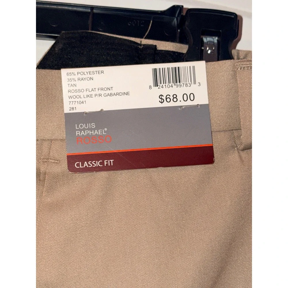 Louis Raphael Rosso Mens 36X29 Tan Classic Fit Flat Front Dress‎ Pants NWT